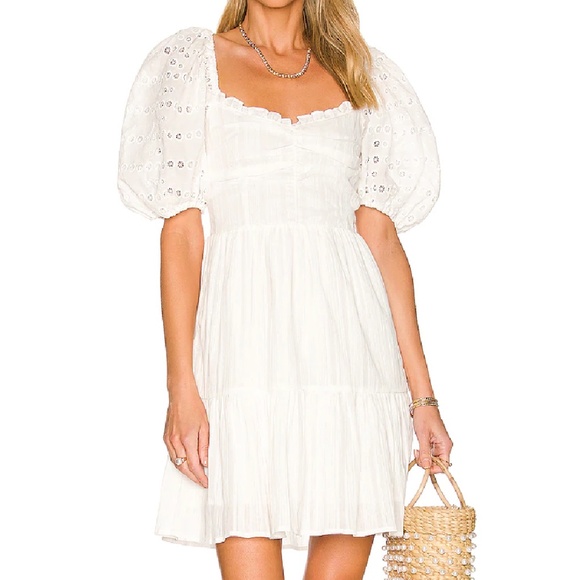 Heartloom Dresses & Skirts - heartloom cella dress mini eyelet puff sleeve cotton embroidered smocked white